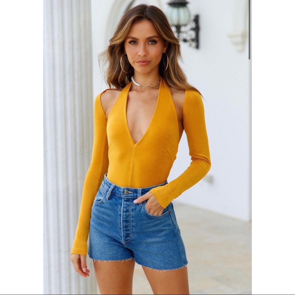 HELLO MOLLY CHIC IT OUT BODYSUIT GOLD- never worn